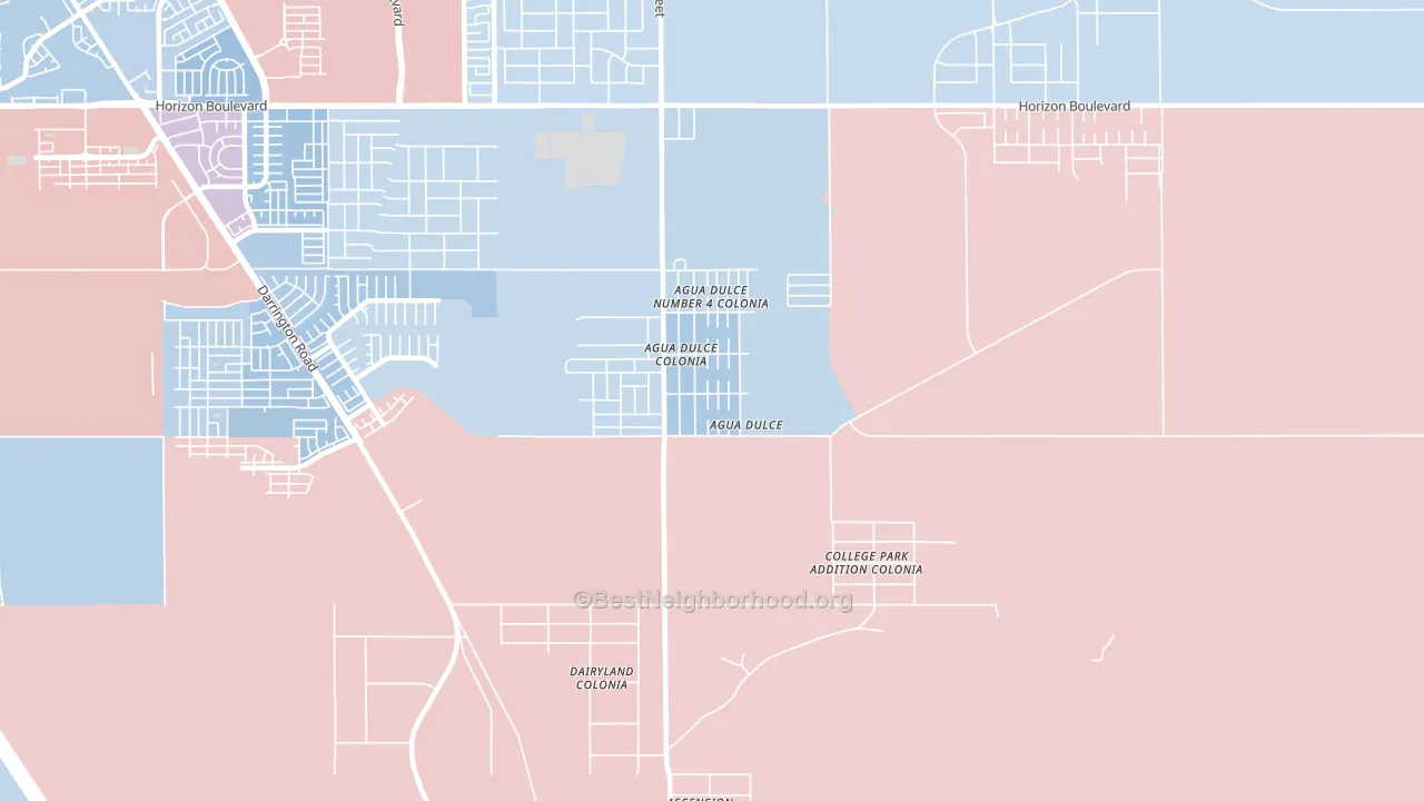 Agua Dulce, El Paso, TX block-group political-lean map