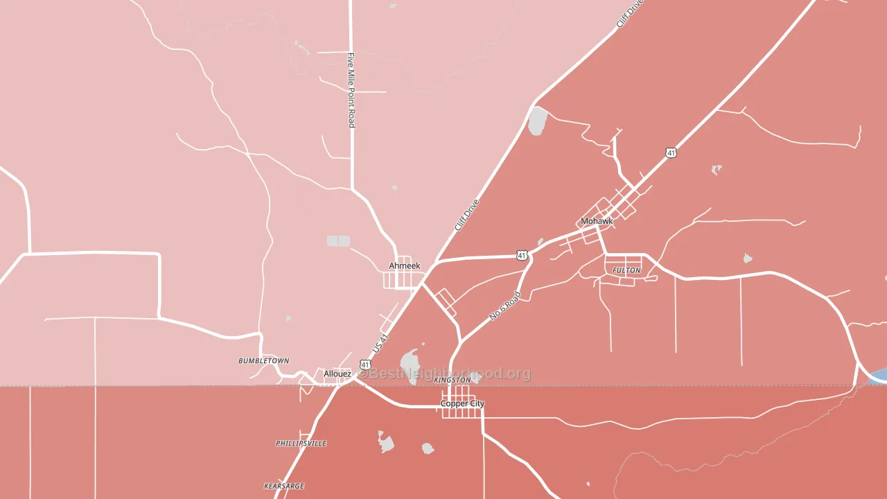 Ahmeek, MI block-group political-lean map
