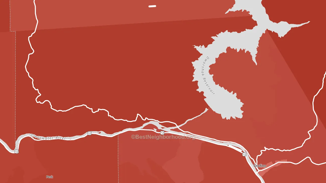 Ahsahka, ID block-group political-lean map