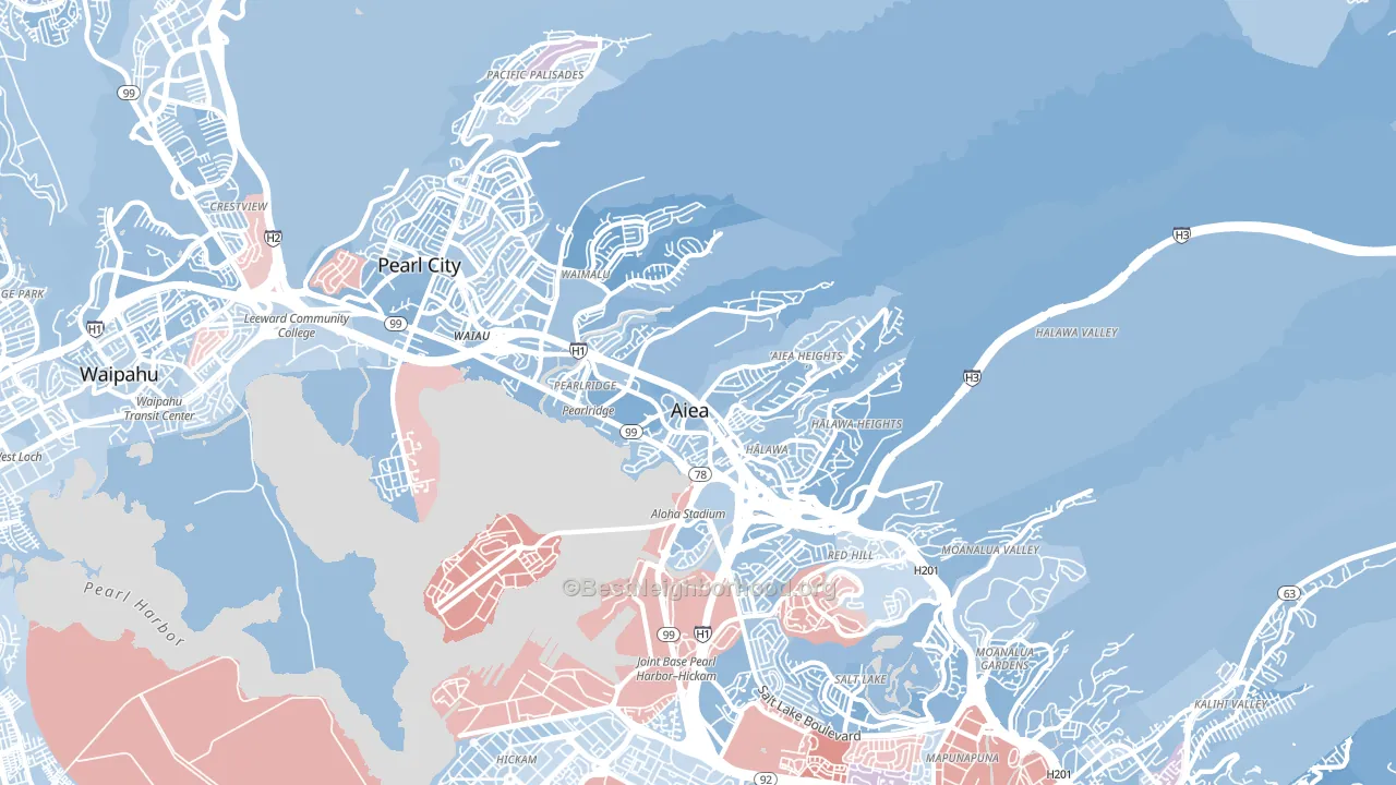 Aiea, HI block-group political-lean map