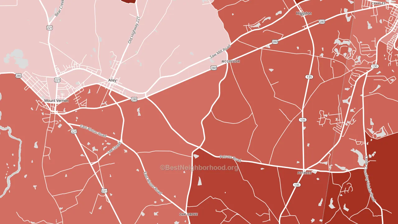 Ailey, GA block-group political-lean map