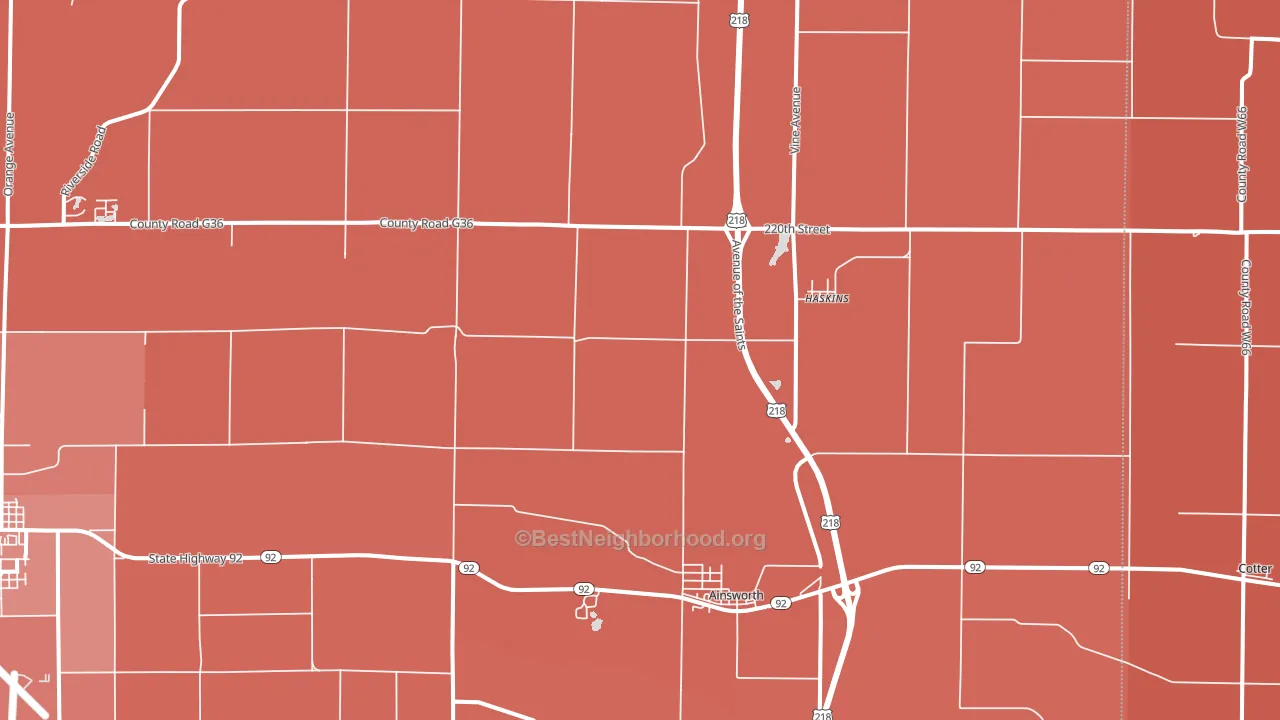Ainsworth, IA block-group political-lean map