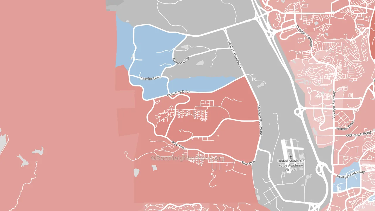 Air Force Academy, CO block-group political-lean map