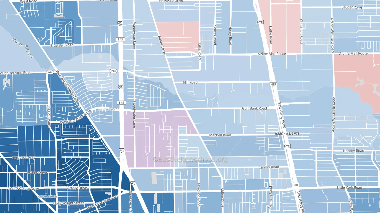 Airline, Houston, TX block-group political-lean map