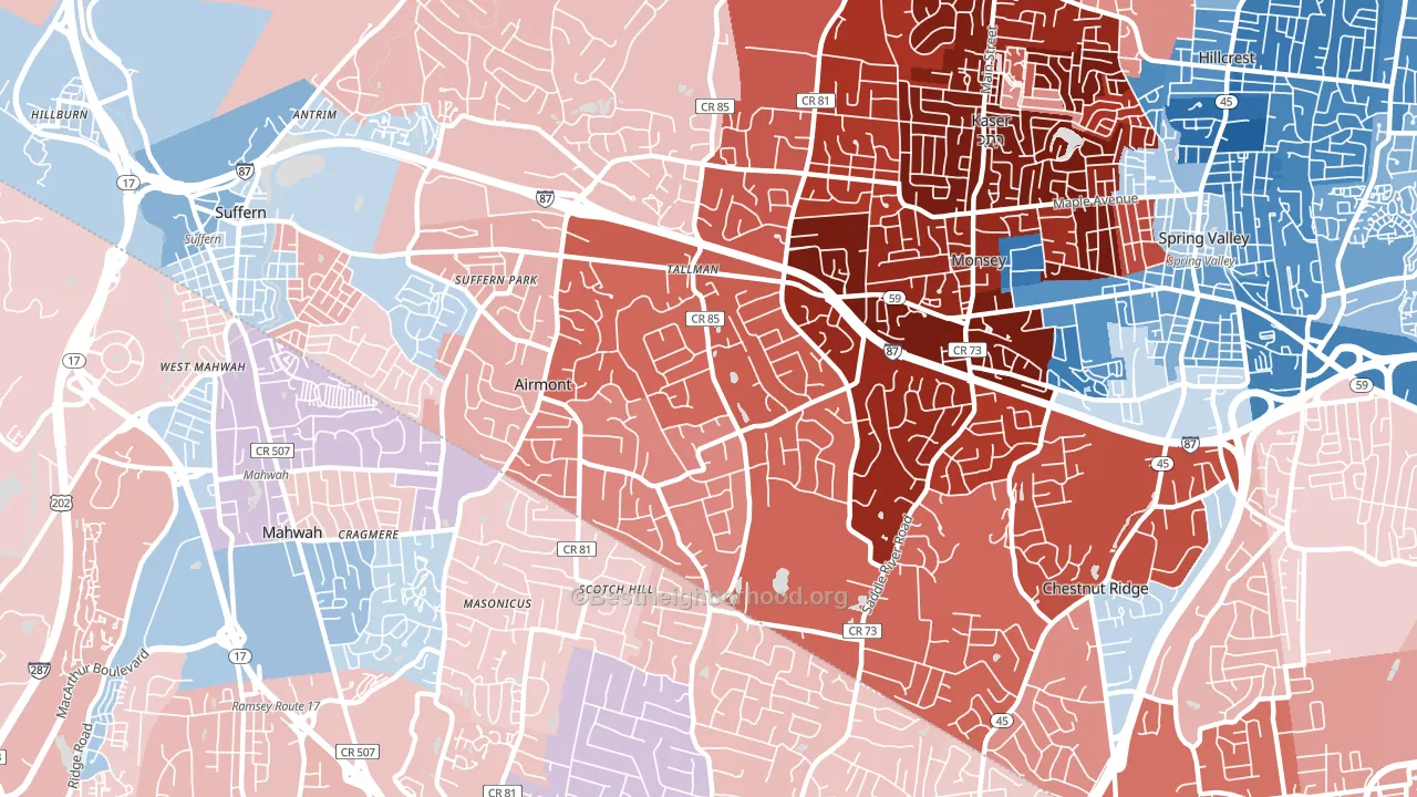 Airmont, NY block-group political-lean map