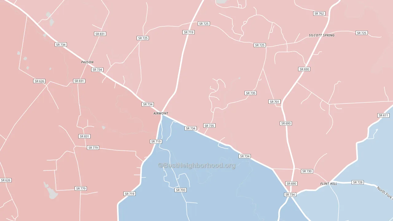 Airmont, VA block-group political-lean map