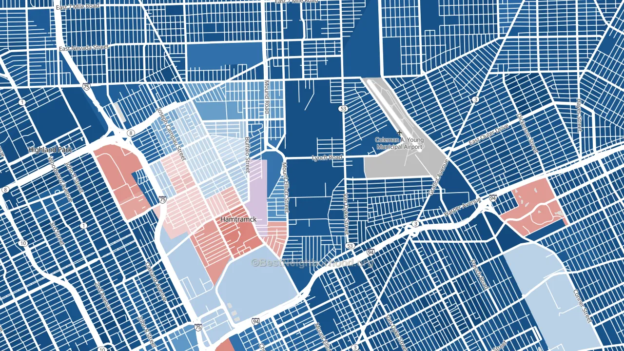 Airport, Detroit, MI block-group political-lean map