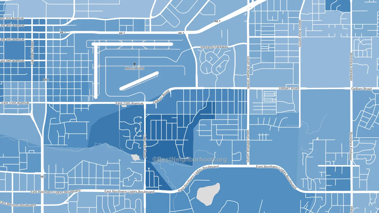 Airport Heights, Anchorage, AK block-group political-lean map