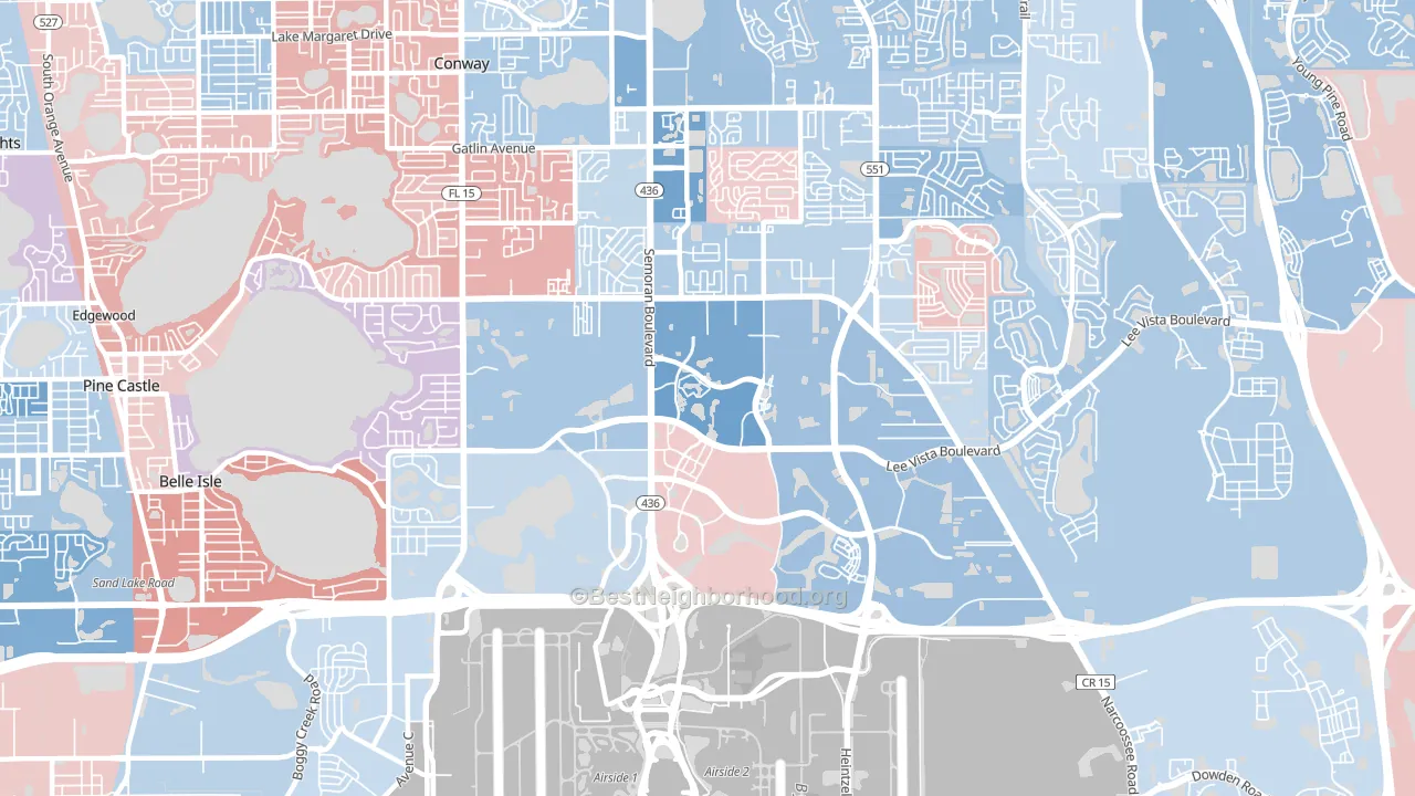 Airport North, Orlando, FL block-group political-lean map