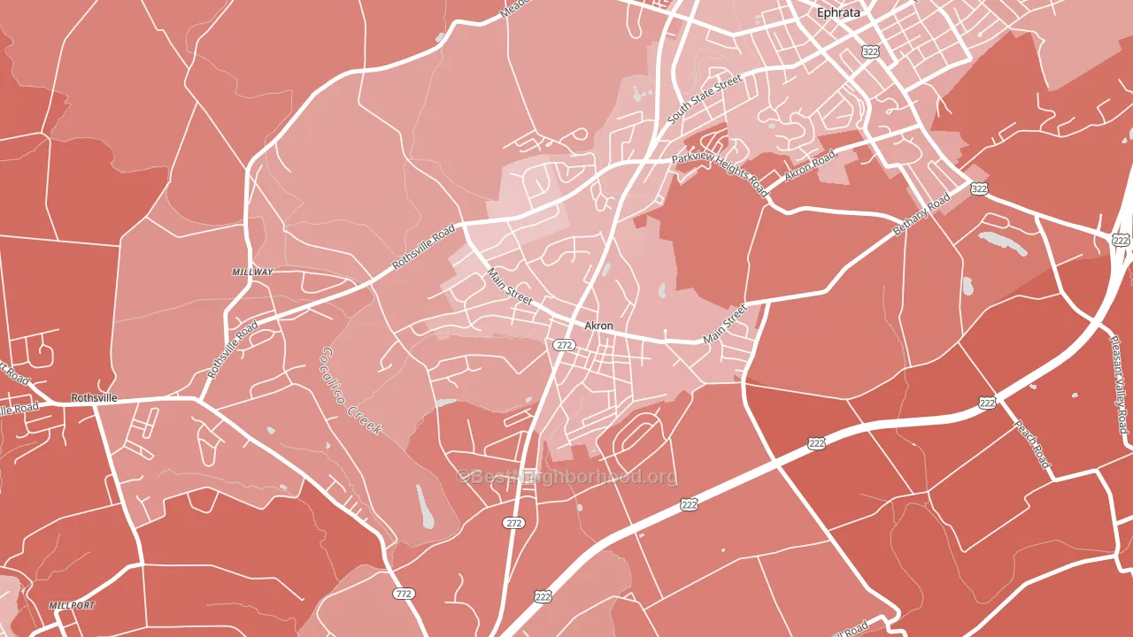 Akron, PA block-group political-lean map