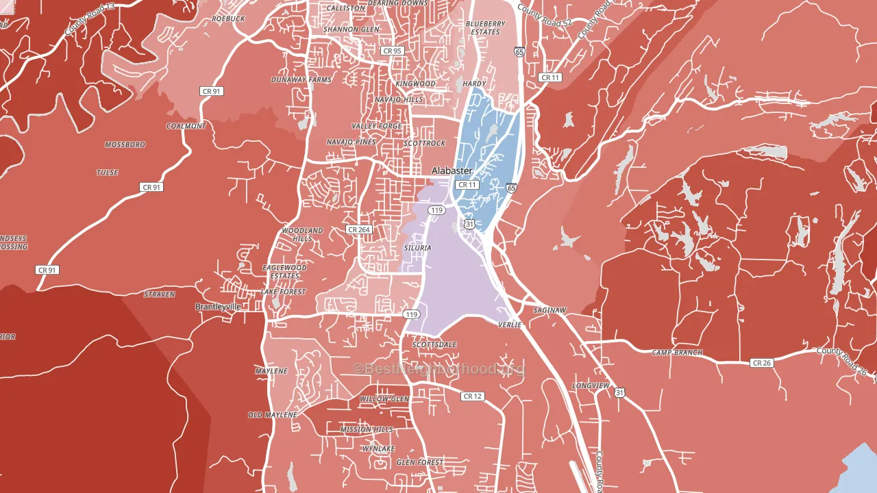 Alabaster, AL block-group political-lean map