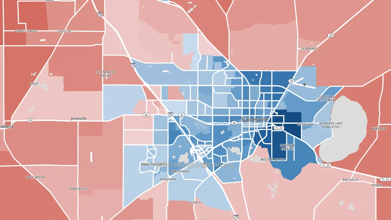 Alachua County, FL block-group political-lean map