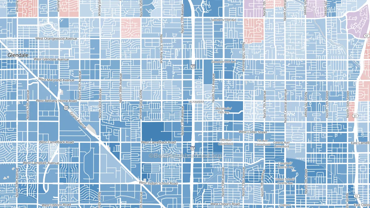 Alahambra, Phoenix, AZ block-group political-lean map