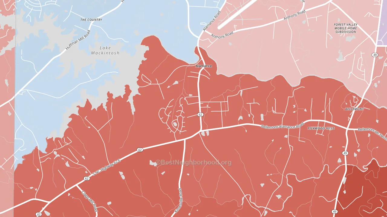 Alamance, NC block-group political-lean map