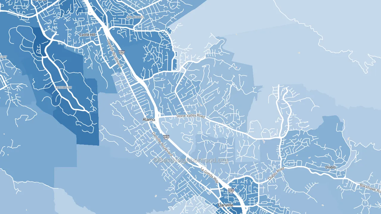 Alamo, CA block-group political-lean map