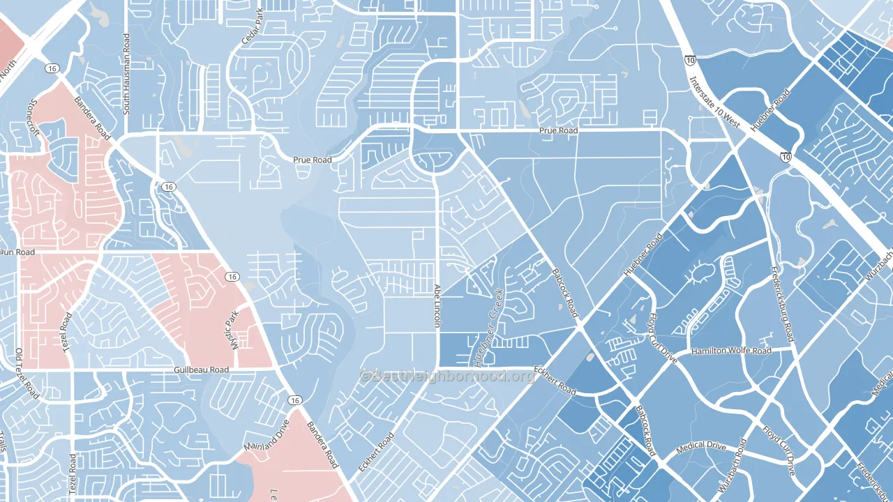 Alamo Farmsteads-Babcock Road, San Antonio, TX block-group political-lean map