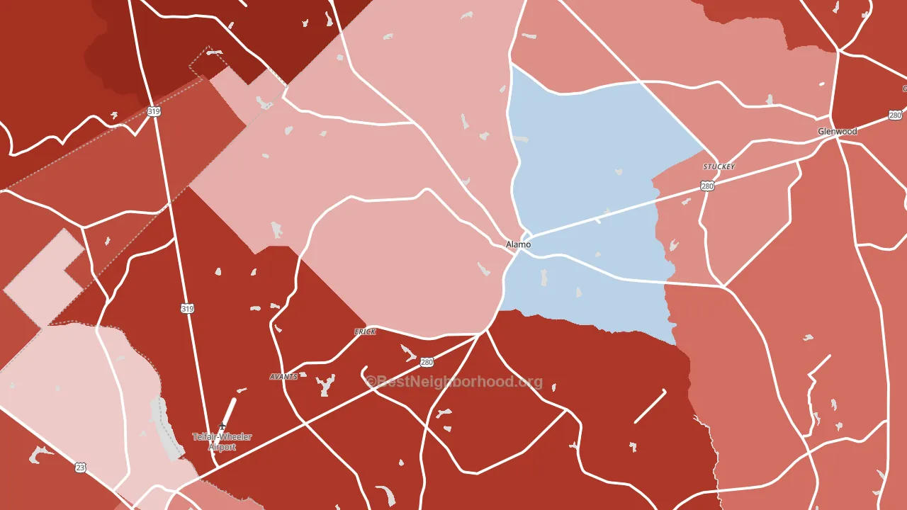 Alamo, GA block-group political-lean map