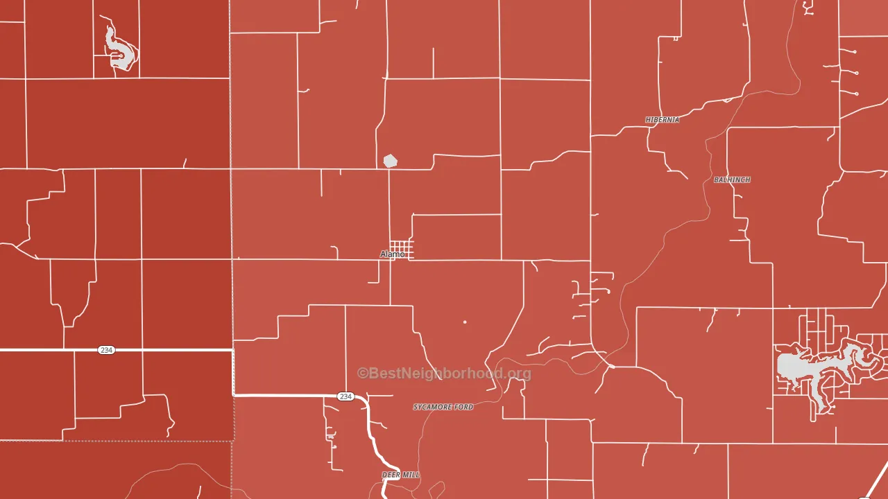 Alamo, IN block-group political-lean map