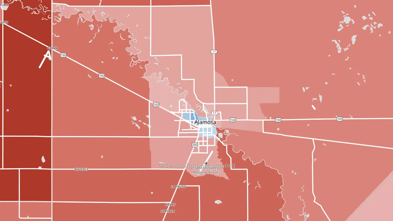 Alamosa County, CO block-group political-lean map