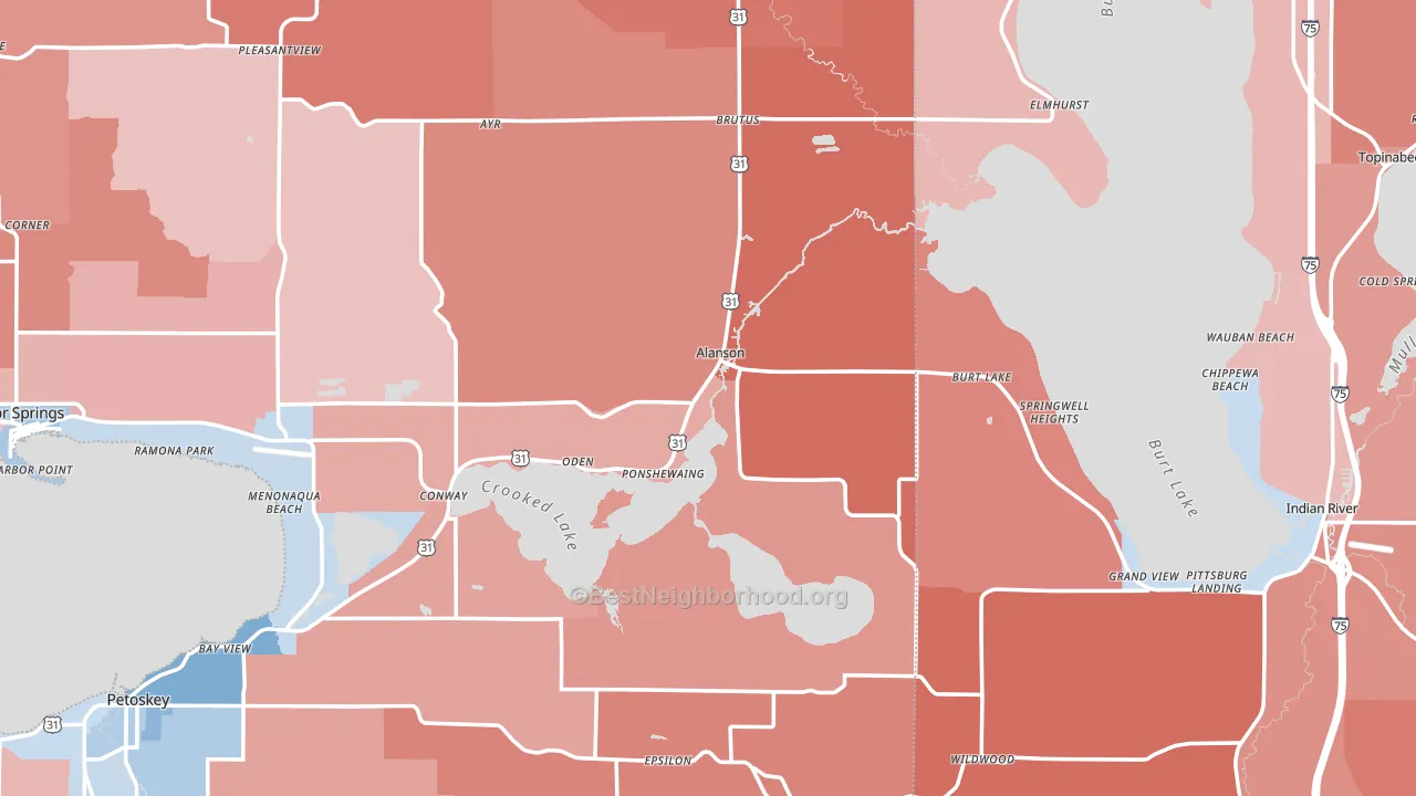 Alanson, MI block-group political-lean map