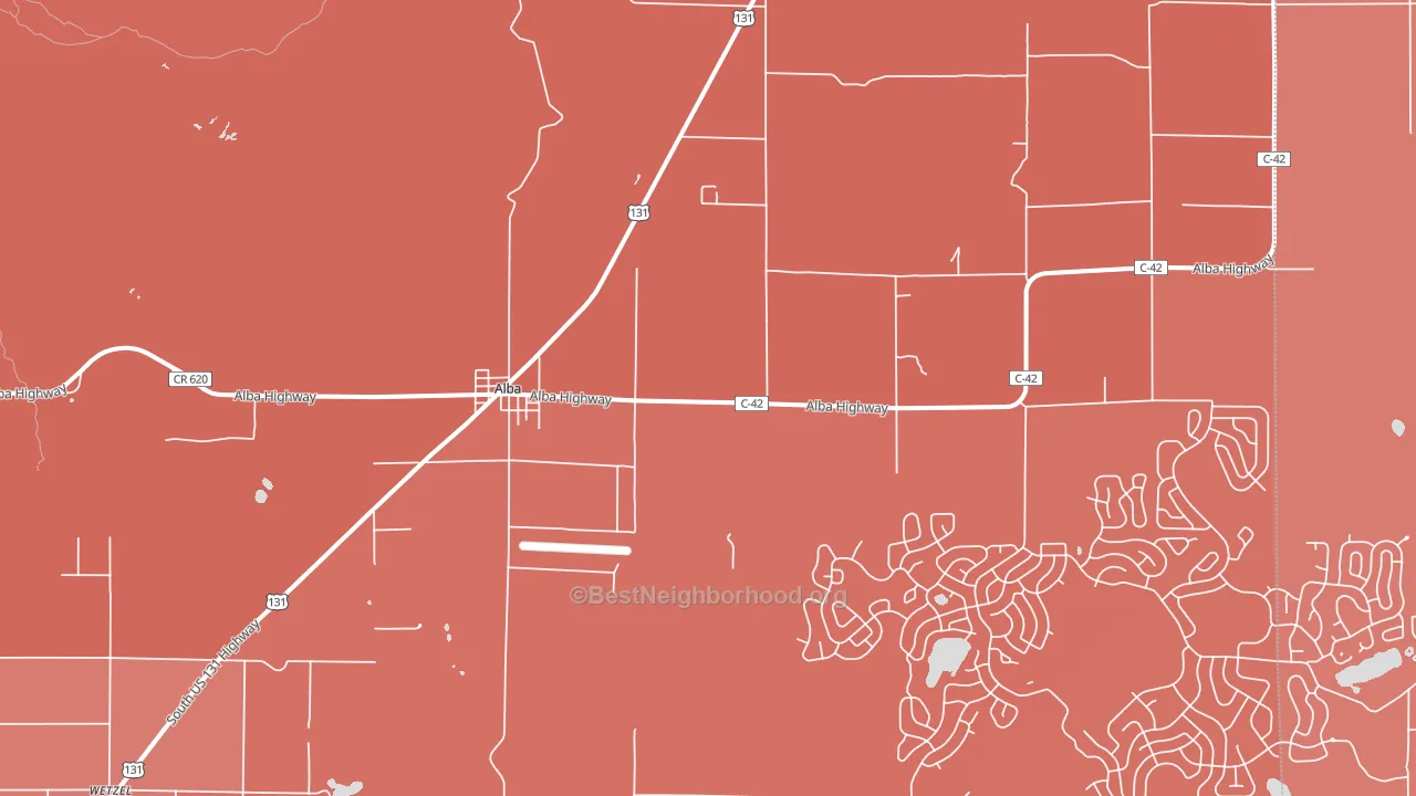 Alba, MI block-group political-lean map