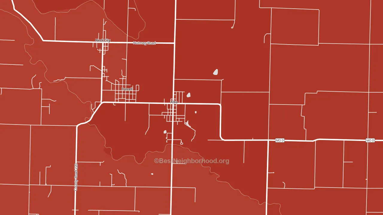Alba, MO block-group political-lean map