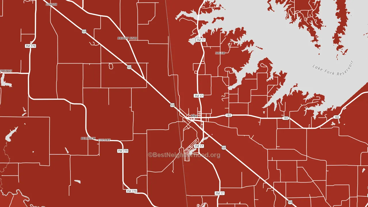 Alba, TX block-group political-lean map