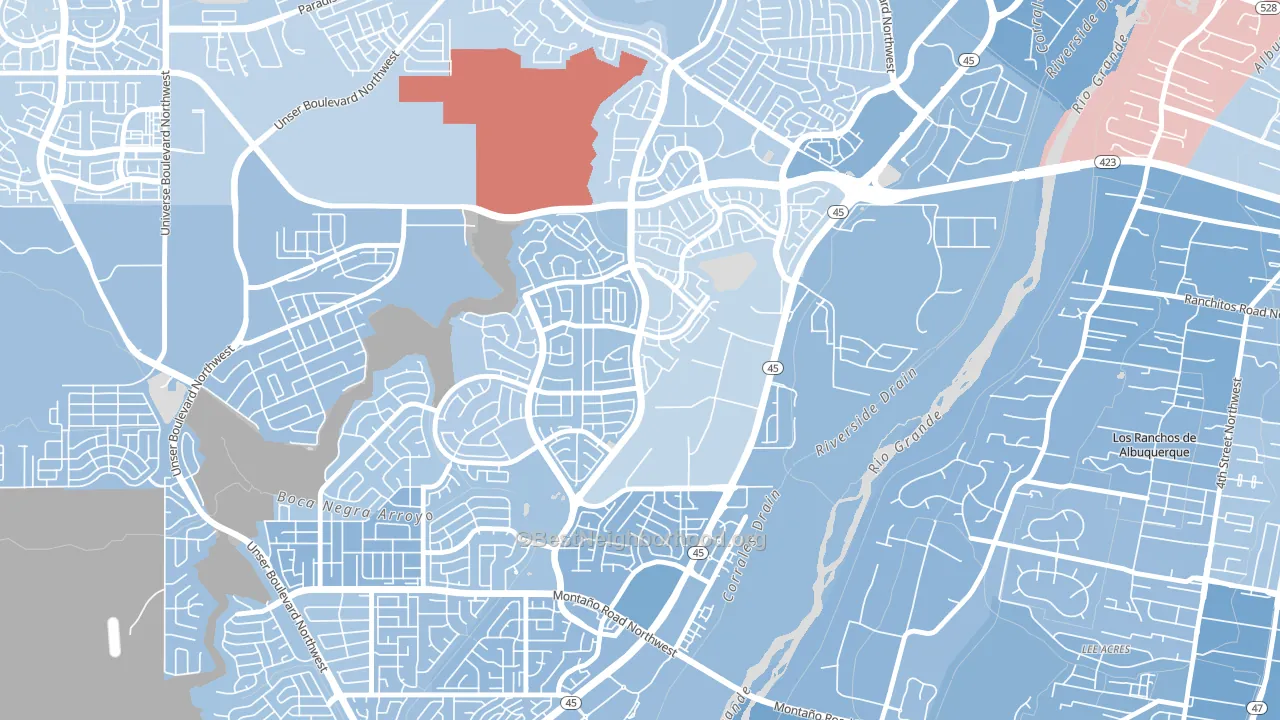 Alban Hills, Albuquerque, NM block-group political-lean map