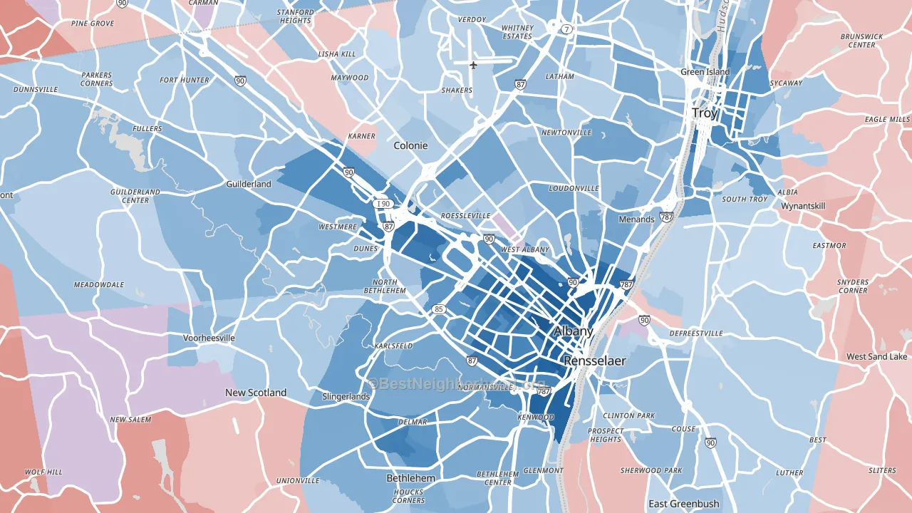 Albany County, NY block-group political-lean map