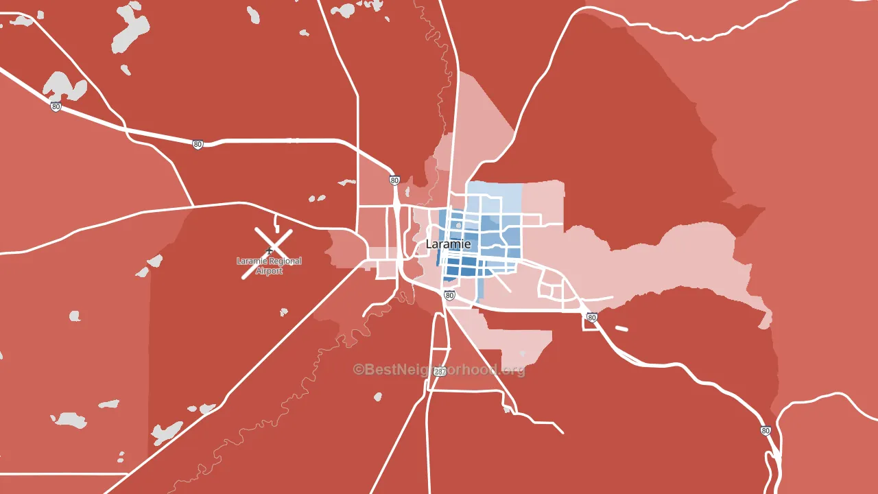 Albany County, WY block-group political-lean map