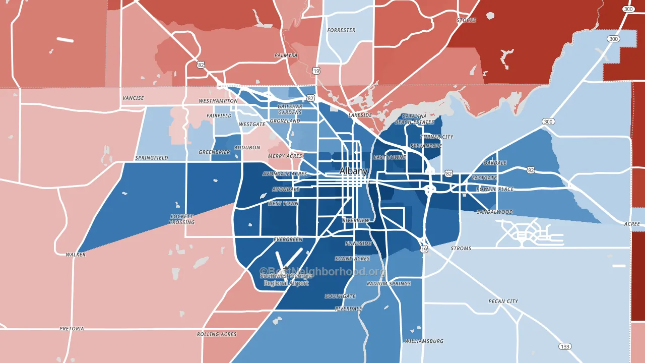 Albany, GA block-group political-lean map