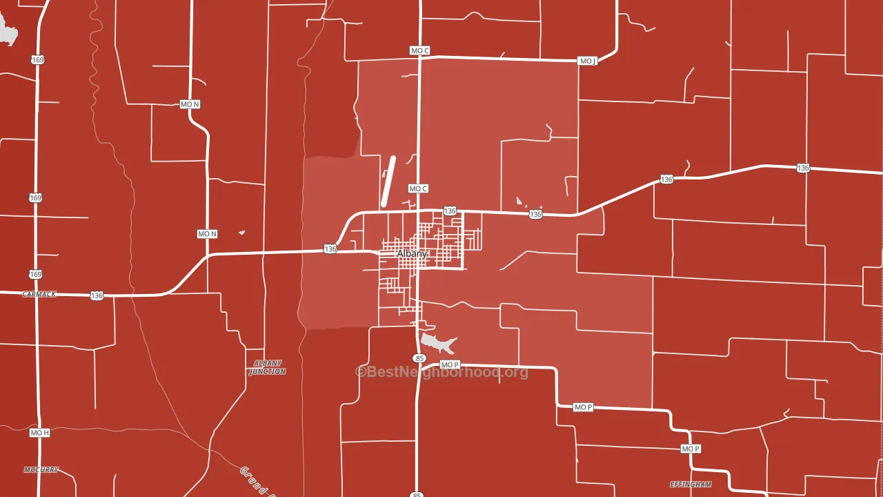 Albany, MO block-group political-lean map
