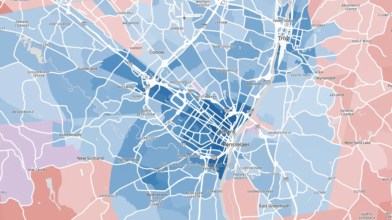 Albany, NY block-group political-lean map