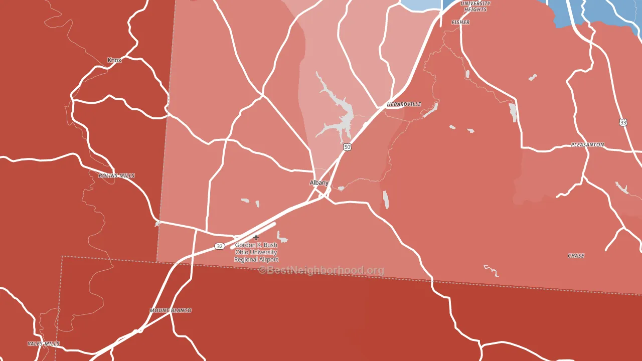 Albany, OH block-group political-lean map