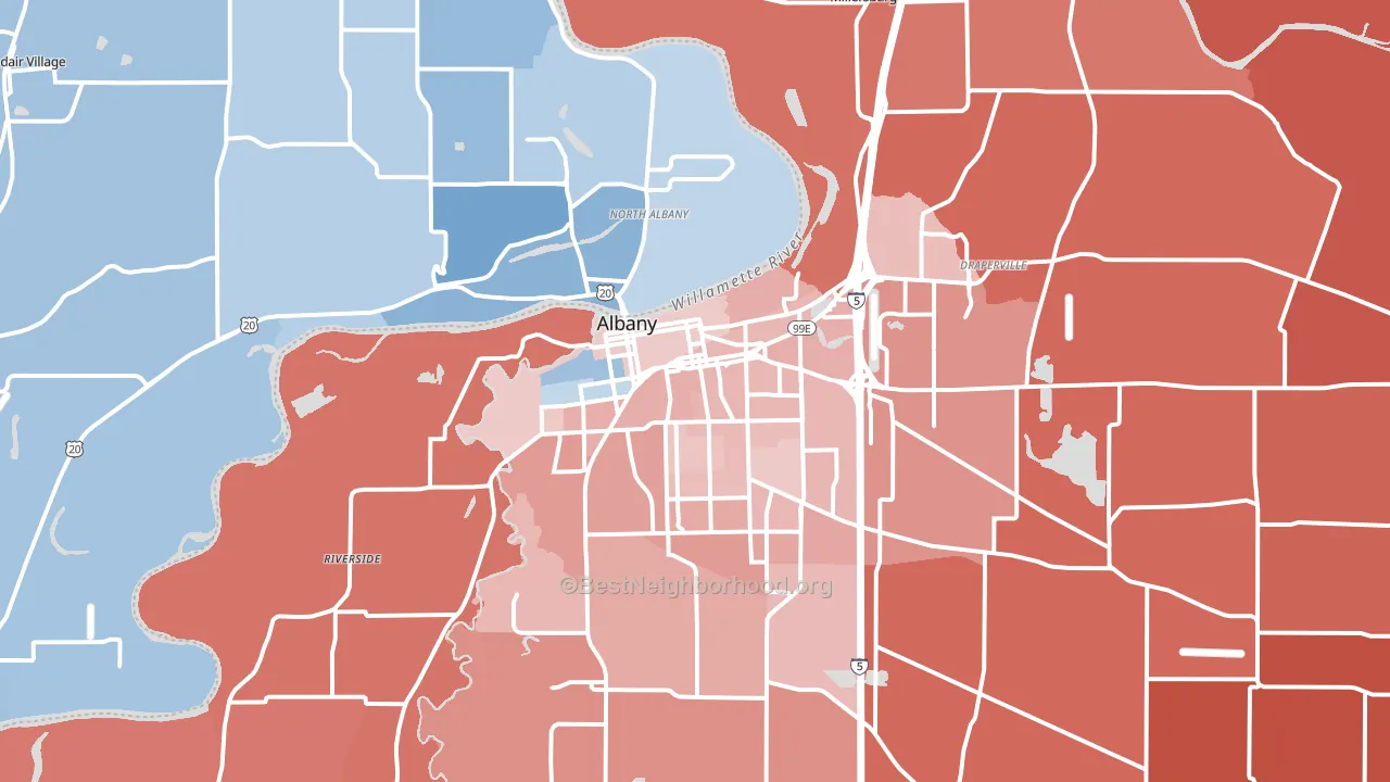 Albany, OR block-group political-lean map