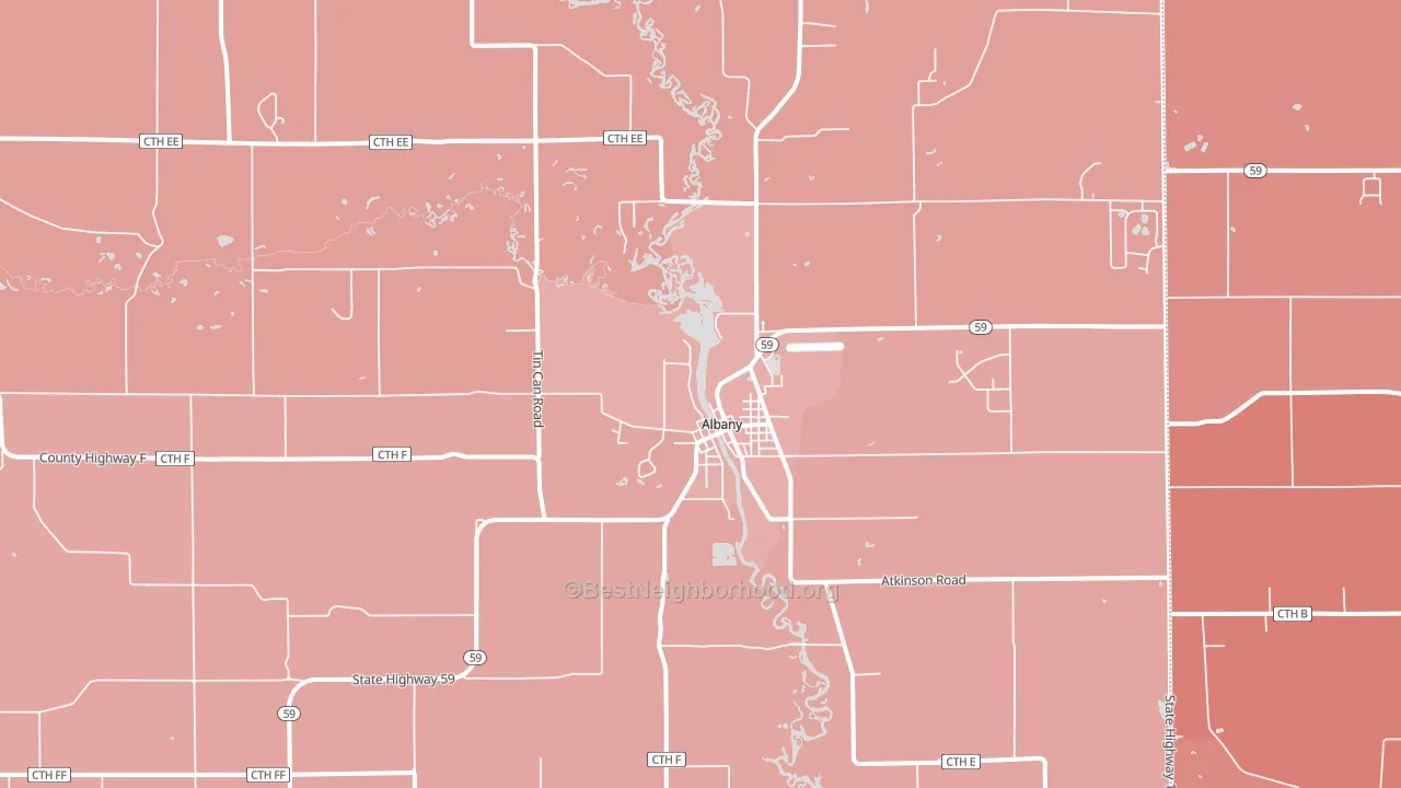 Albany, WI block-group political-lean map