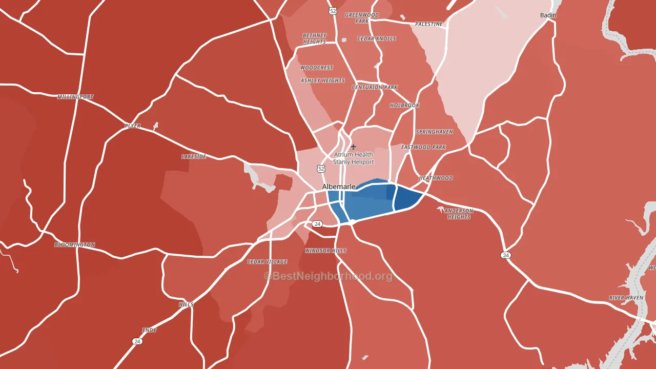 Albemarle, NC block-group political-lean map