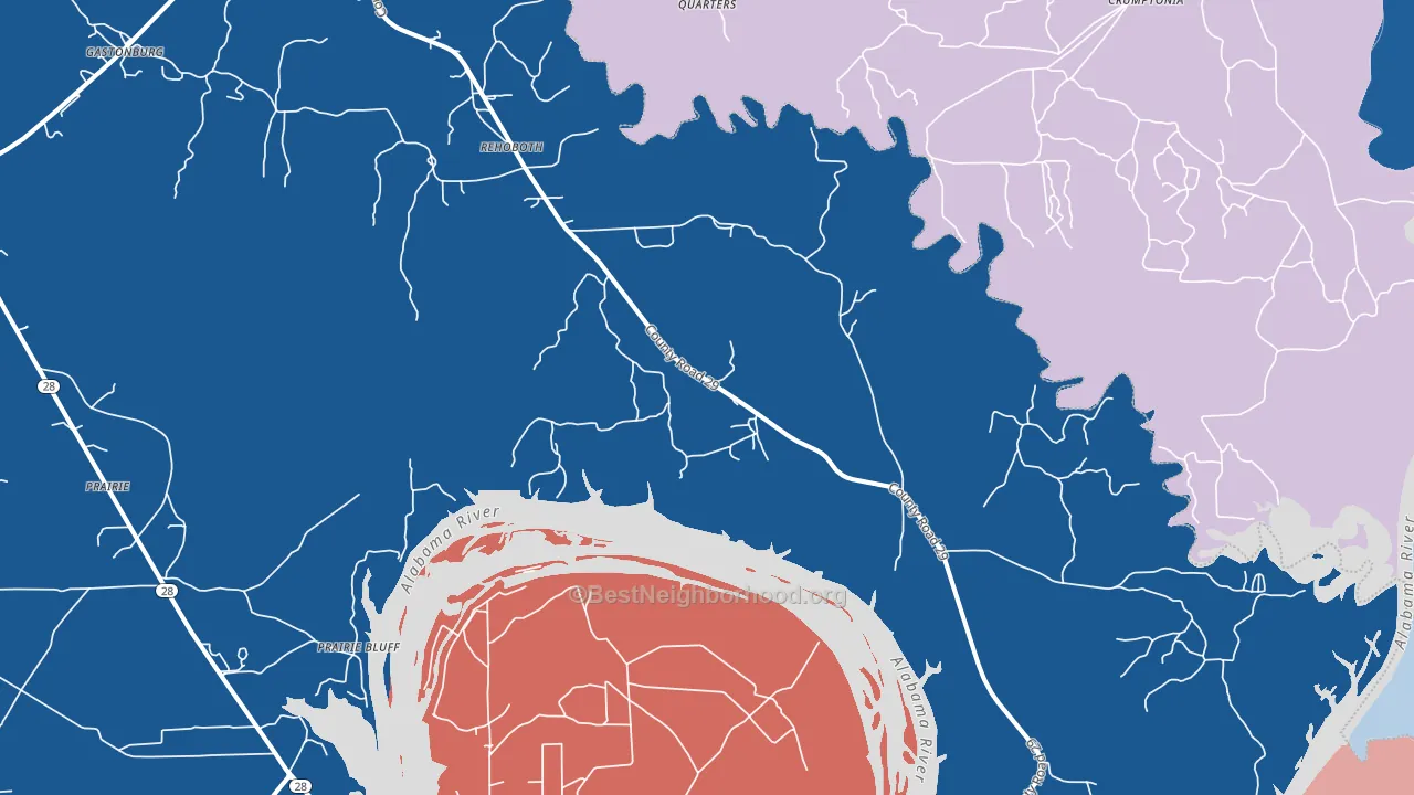 Alberta, AL block-group political-lean map