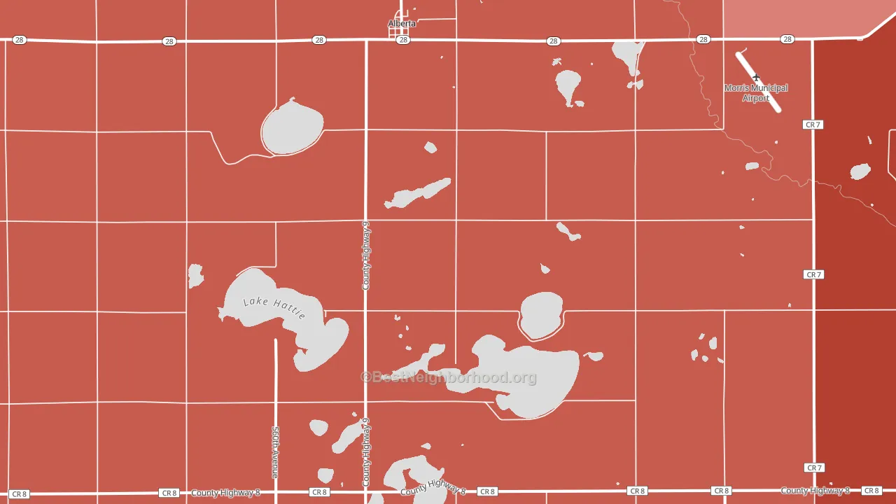 Alberta, MN block-group political-lean map