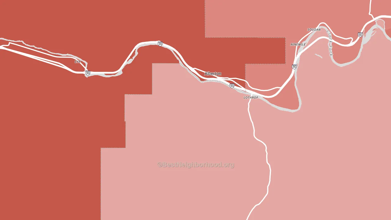 Alberton, MT block-group political-lean map