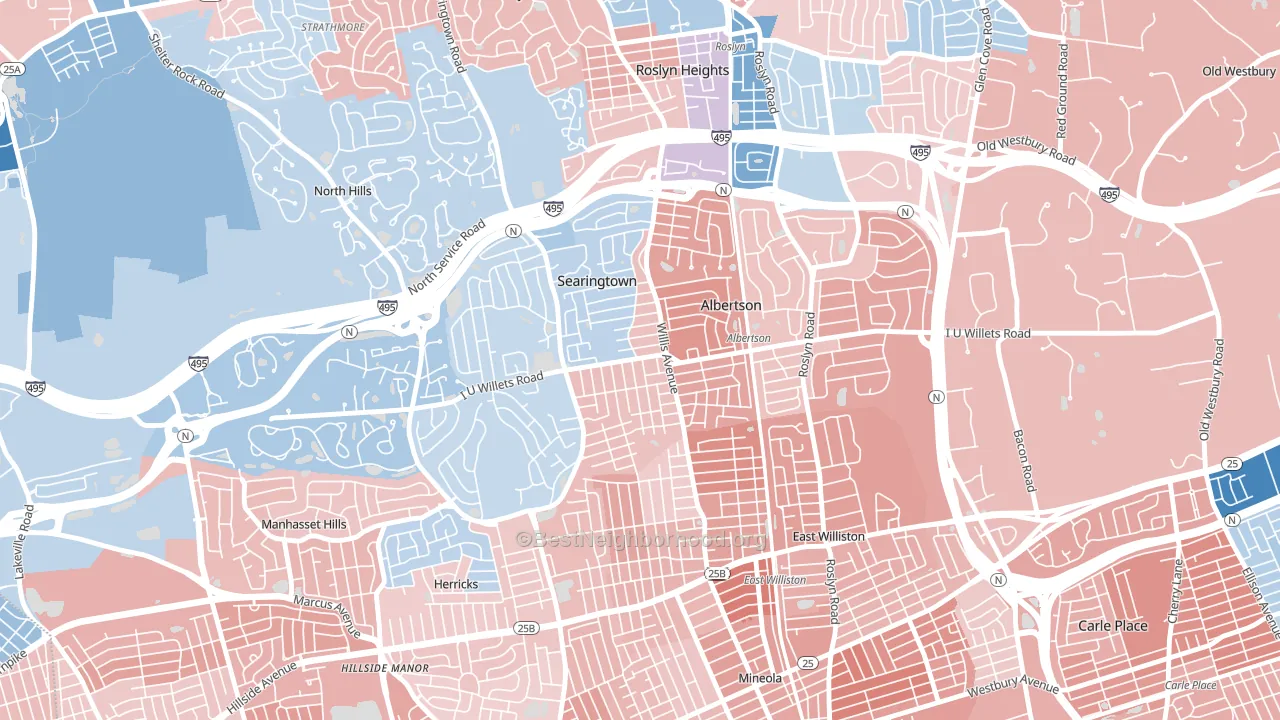 Albertson, NY block-group political-lean map