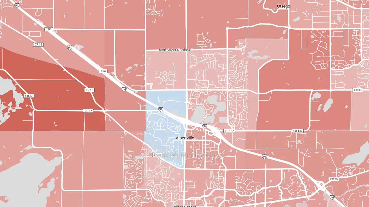 Albertville, MN block-group political-lean map