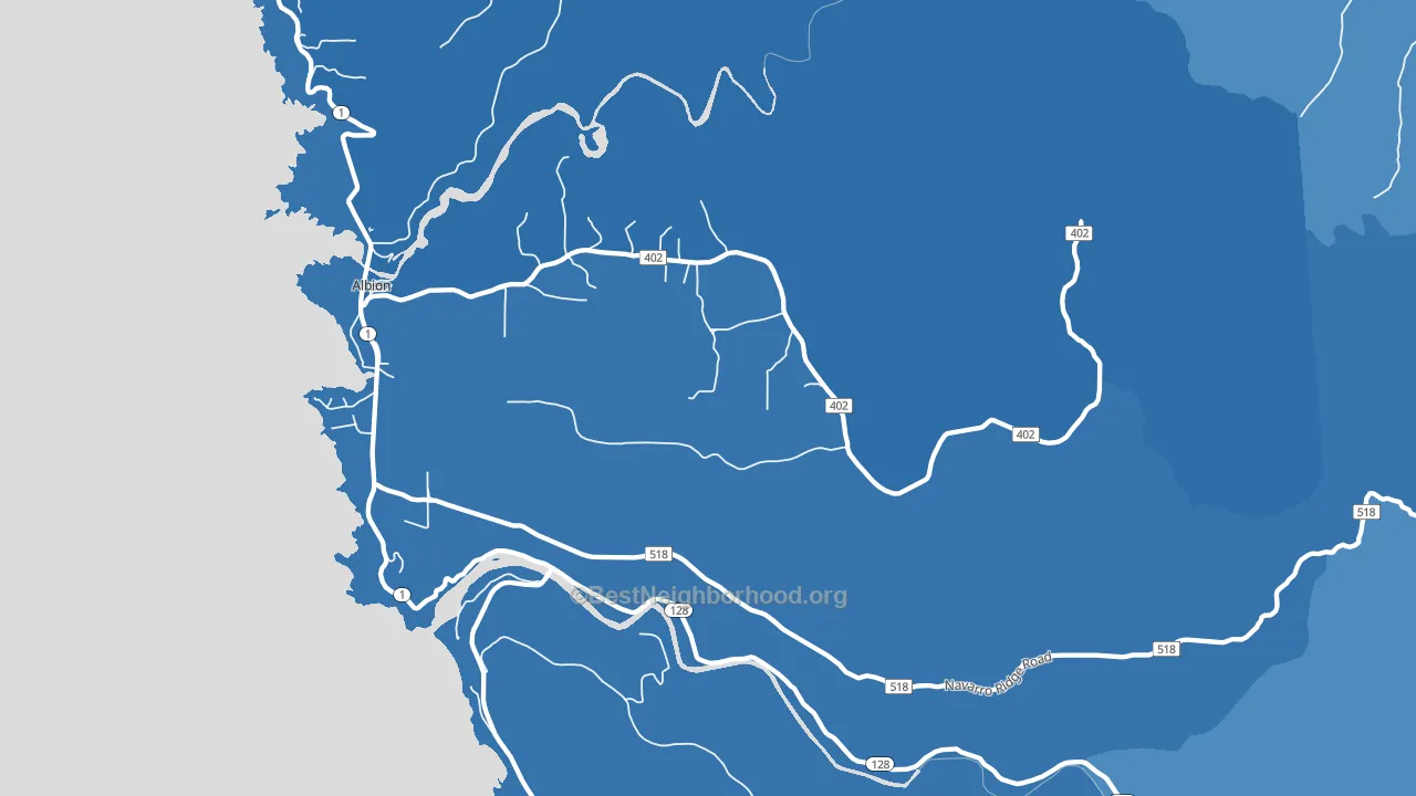 Albion, CA block-group political-lean map