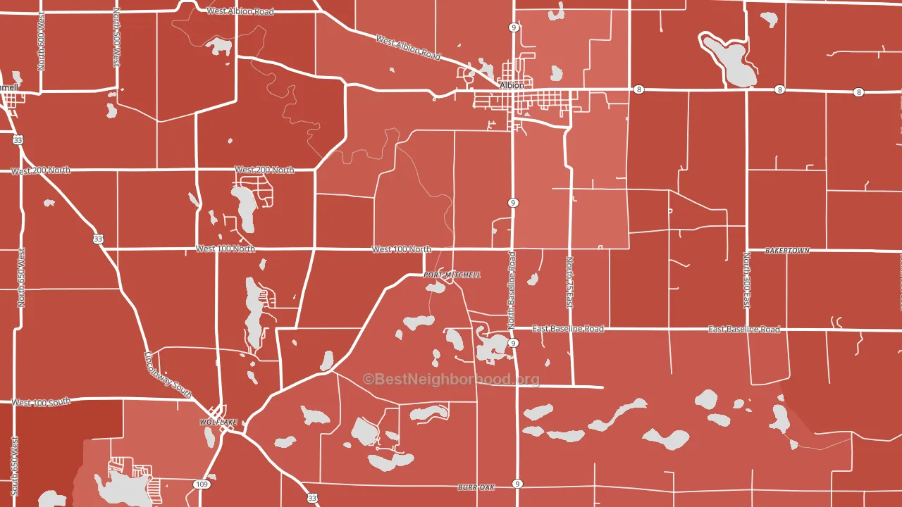 Albion, IN block-group political-lean map