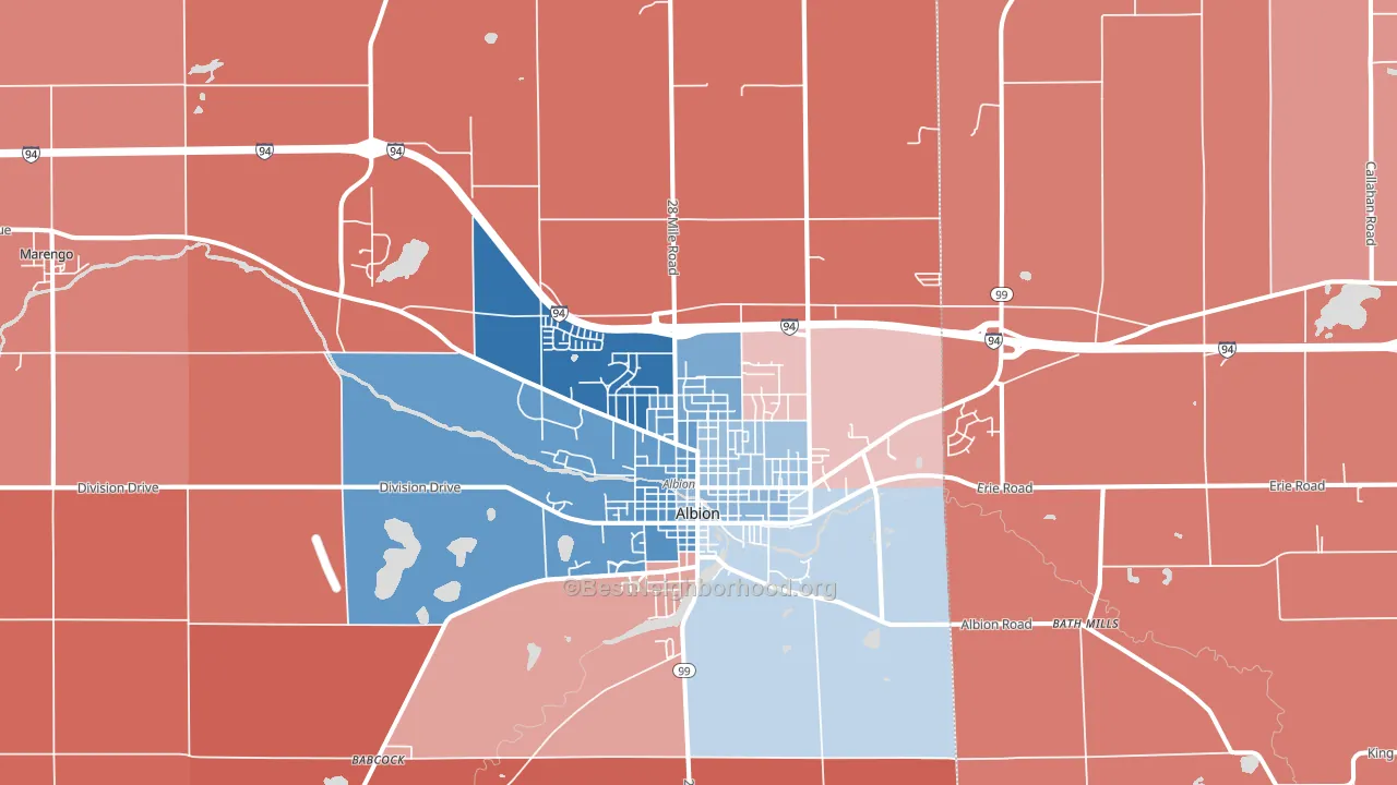 Albion, MI block-group political-lean map