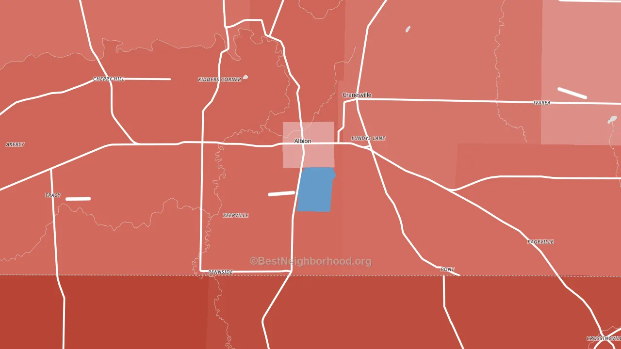 Albion, PA block-group political-lean map