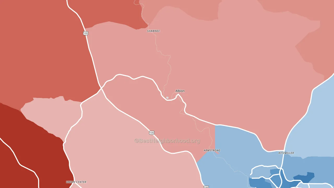 Albion, WA block-group political-lean map