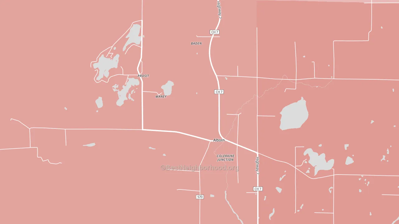 Alborn, MN block-group political-lean map