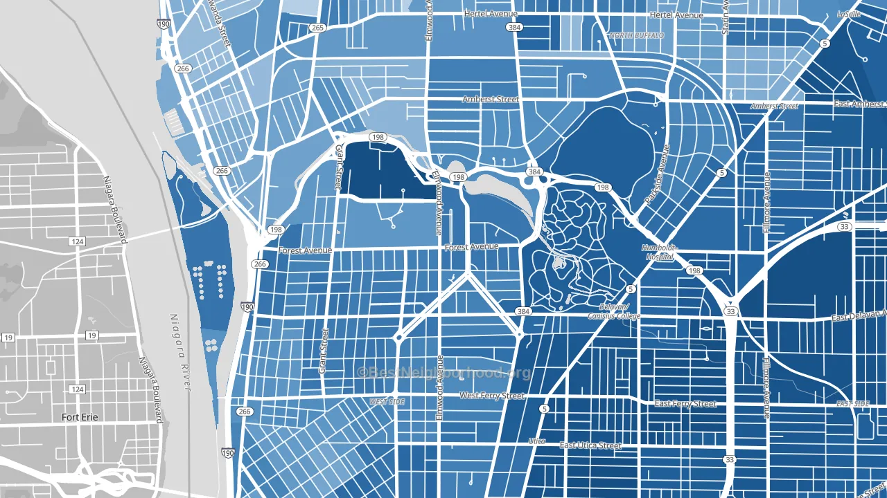 Albright, Buffalo, NY block-group political-lean map