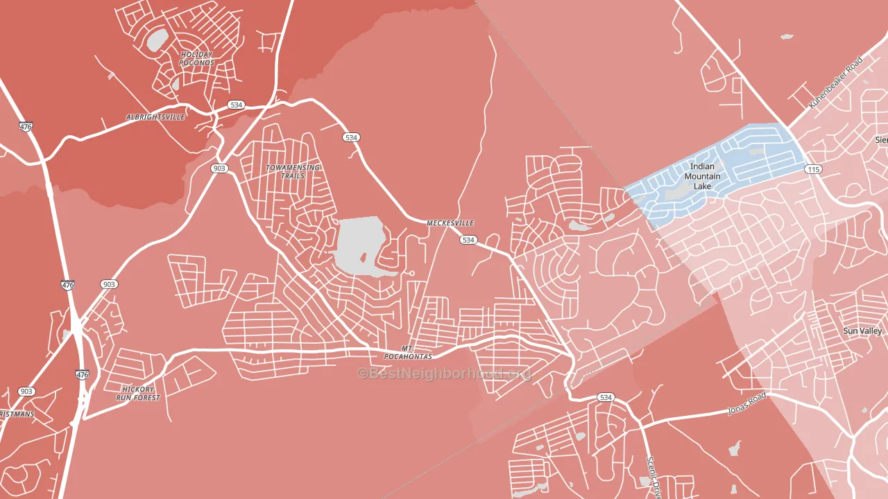 Albrightsville, PA block-group political-lean map